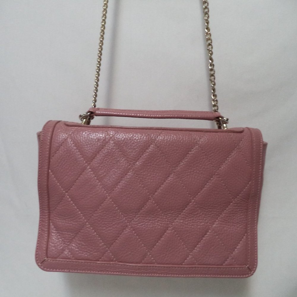 Valentina Fiore leather quilted chain strap shoulder bag purse flap Pink Italy